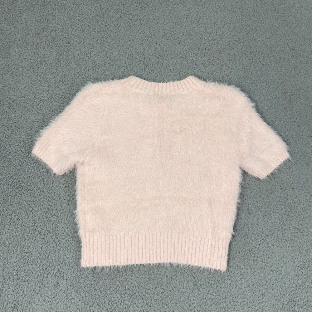 NWT Mink Pink Millie Fluffy Knit Tee Women L Blush Pink Short Sleeve Sweater - Picture 4 of 12